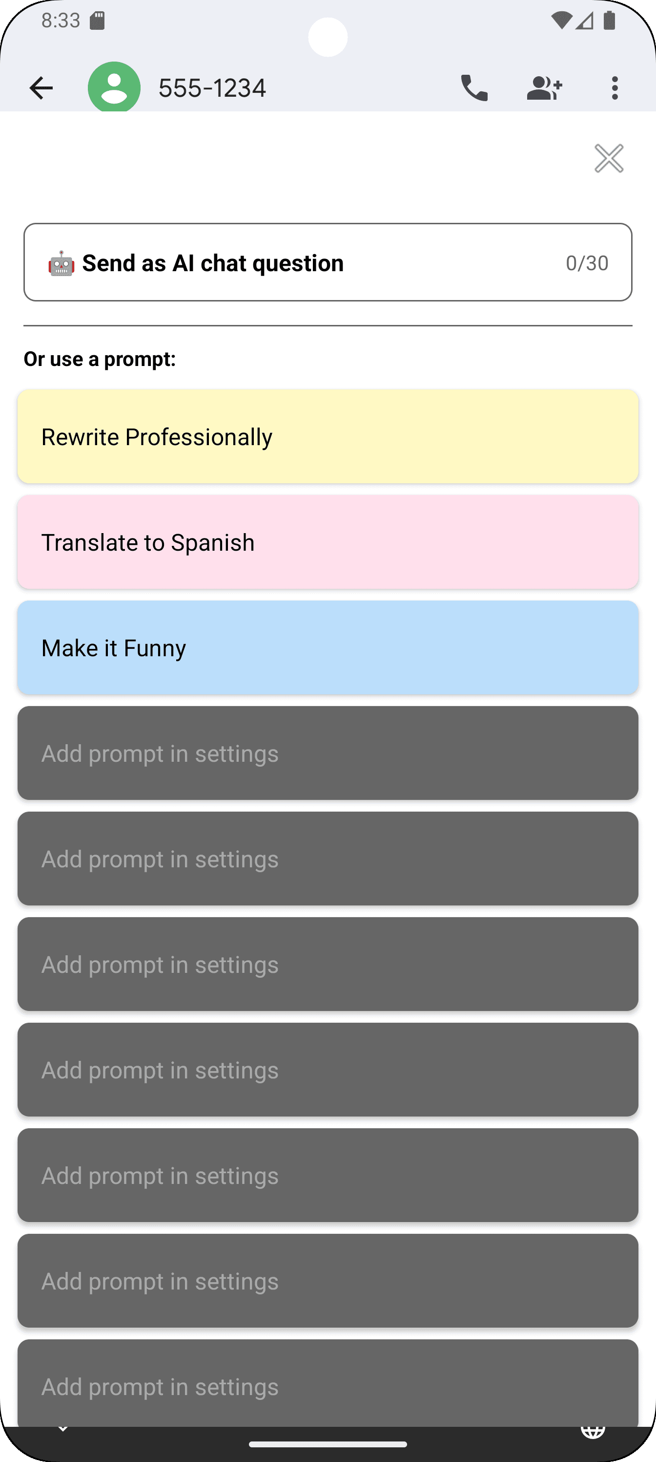 Big Links App Screenshot - Quick Templates